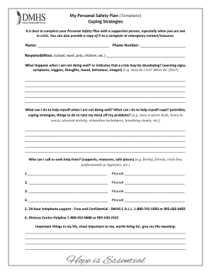 Personal Safety Plan Template  Form