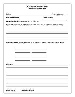 Recipe Submission Form Template