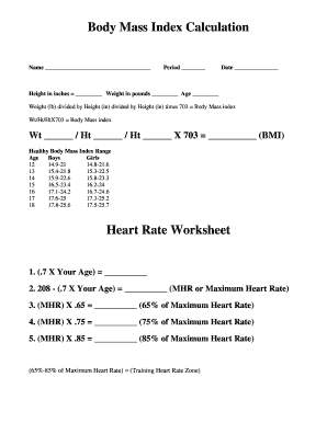 Target Heart Rate Worksheet  Form