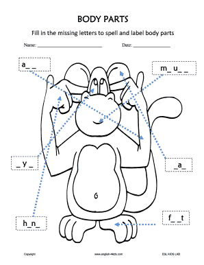 Body Parts ESL Kids Lab  Form