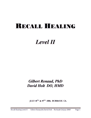 Recall Healing Level 1 PDF  Form