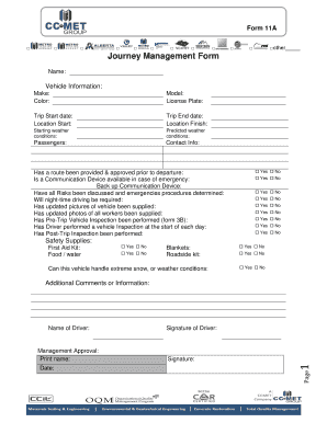 Journey Management Plan Sample  Form