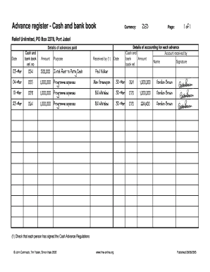 Advance Register Format