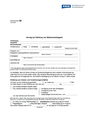 Antrag Mutterschaftsgeld  Form