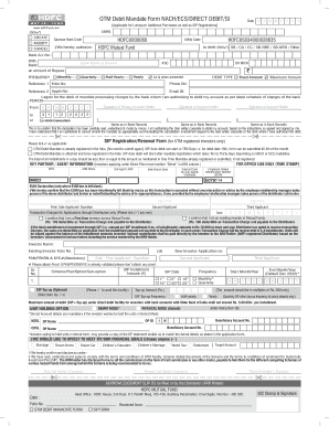 OTM Debit Mandate Form NACHECSDIRECT DEBITSI Date D D M M Y Y Y Y Applicable for Lumpsum Additional Purchases as Well as SIP Reg