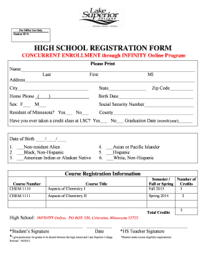 Secondary School Registration Requirements  Form