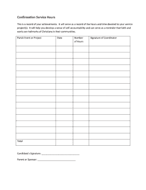 Confirmation Service Hours Form Stclementpc