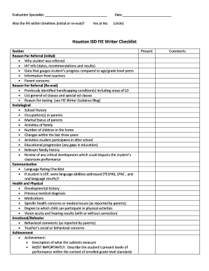 Fie Checklist  Form