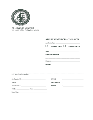 Upcm Admission  Form