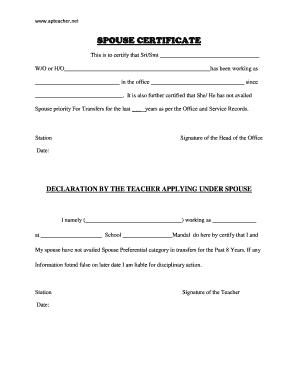 Spouse Certificate Format