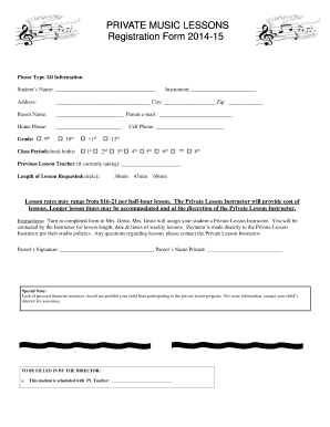 PRIVATE MUSIC LESSONS Registration Form 15
