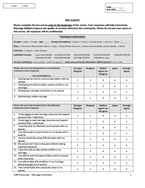 Marriage Evaluation Form