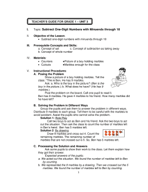 Detailed Lesson Plan About Subtraction  Form