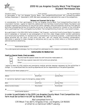 Permission Slip Constitutional Rights Foundation Crf Usa  Form