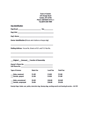 Candor Dog License Form Town of Candor Townofcandor