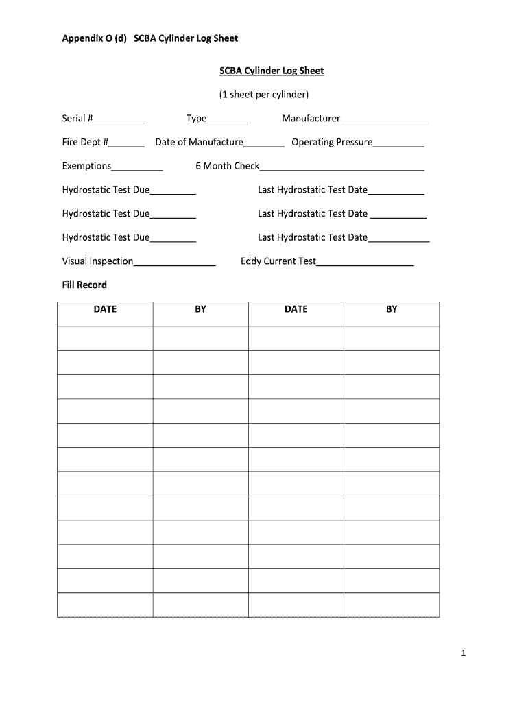 Scba Cylinder Log Fill  Form