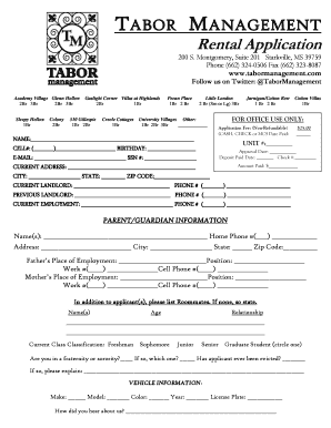 Tabor Management  Form