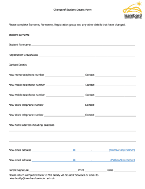 Student Details Form PDF