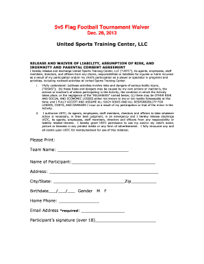 Flag Football Waiver Form