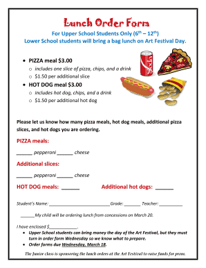 Lunch Order Form Crossroads Christian School Ccscolts