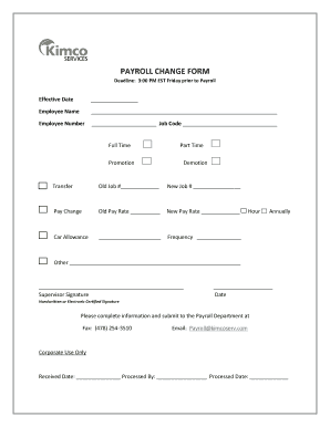 Payroll Change Form Template