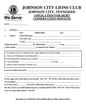 Lions Club Application  Form