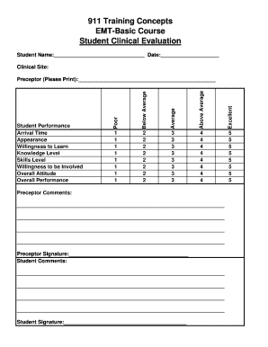 Clinical Evaluation Form 911 Training Concepts, LLC