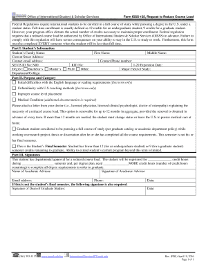  Form ISSS125, Request to Reduce Course Load Tamuk 2016