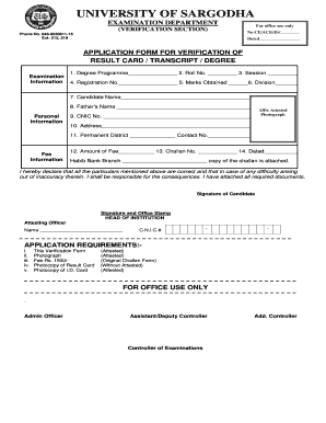 Application BFormb for Verification of BResultb Card Transcript Degrees