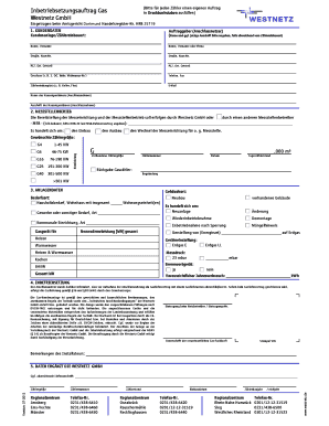 Inbetriebsetzungsauftrag Westnetz  Form