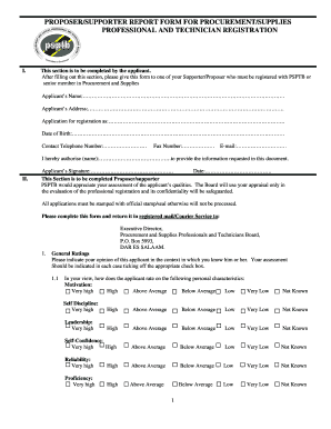 Psptb Registration Categories  Form