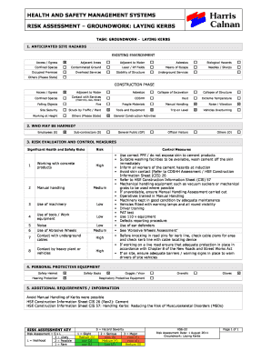 Kerb Laying Risk Assessment  Form