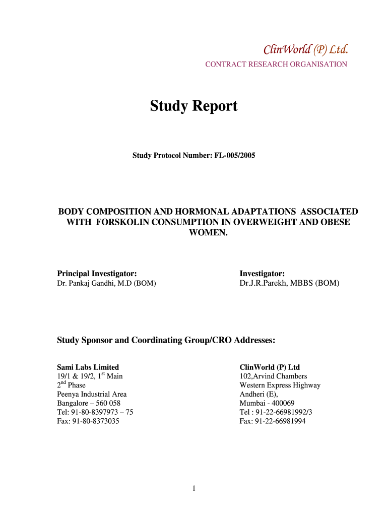 Forslean Women Study Report  Herbamedica  Form