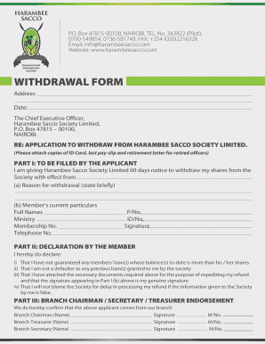 Harambee Sacco Withdrawal Form