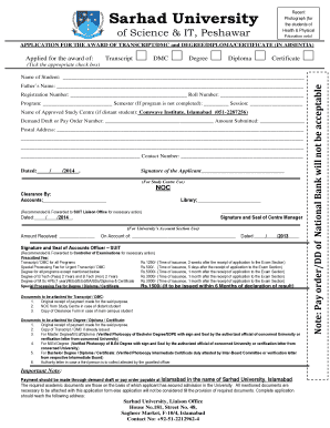 Sarhad University Degree Verification  Form