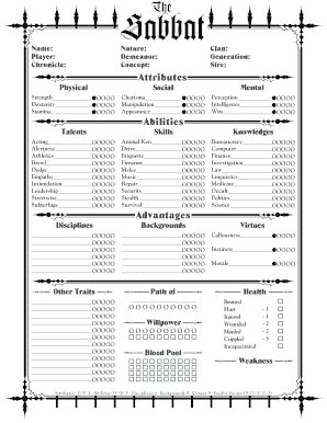 Vampire Character Sheet - Fill and Sign Printable Template Online