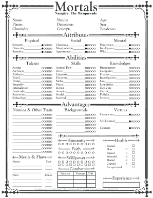 Vampire the Masquerade 2nd Edition PDF Form - Fill Out and Sign ...