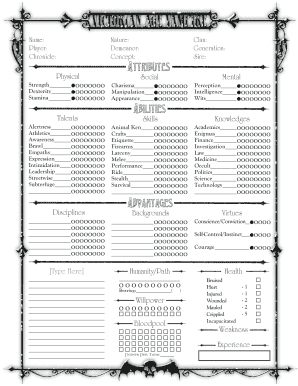 Victorian Age Vampire PDF Form