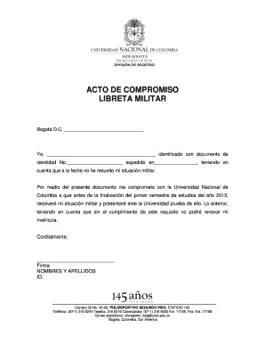 Carta De Compromiso Libreta Militar  Form