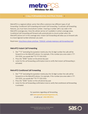 Metropcs Call Forwarding Without Phone  Form