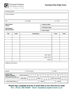 Furniture Order Form