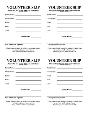 Volunteer Slip  Form