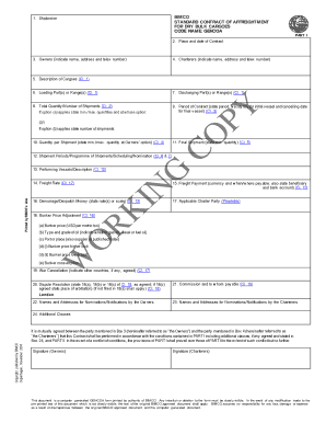 Contract of Affreightment  Form