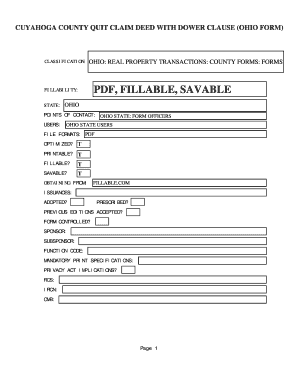 Cuyahoga County Quit Claim Deed  Form