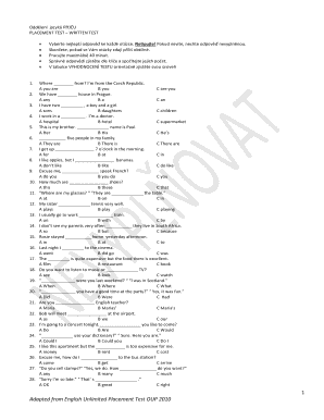 English Unlimited Placement Test Answers  Form
