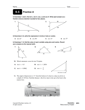 9 5 Practice a Geometry Answers Page 311  Form