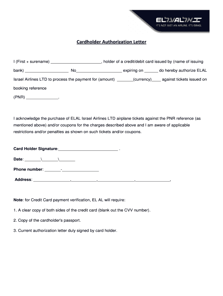 Cardholder Authorization Letter  Form
