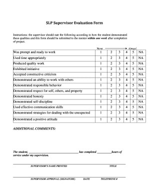 SLP Supervisor Evaluation Form Red Jacket Redjacket