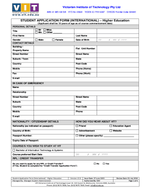 Higher Education Form