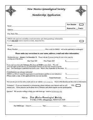 Nmgs Membership Registration  Form